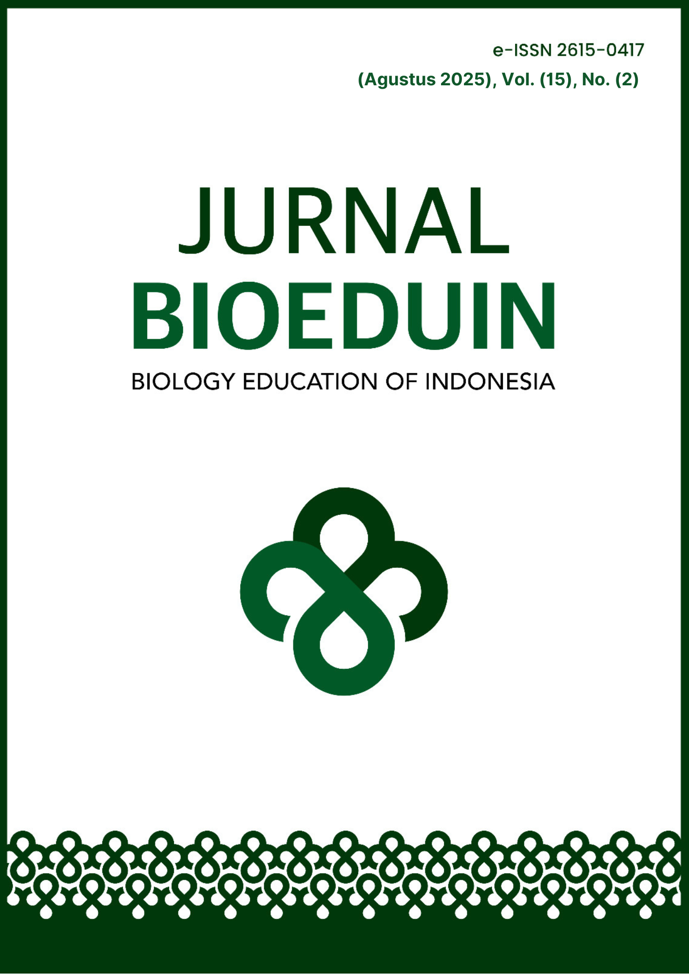					View Vol. 15 No. 2 (2025): Bioeduin: Agustus
				